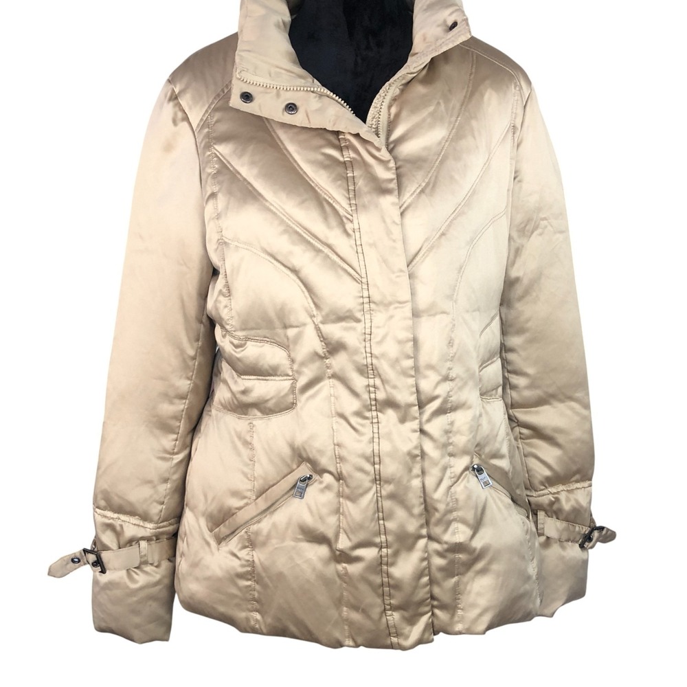 Marc‎ Jacobs Women's Size L Gold Quilted Puffer Down Jacket Winter Coat